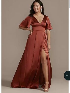 Galina signature bridesmaids dress - Charmeuse Flutter-Sleeve A-Line Dress
